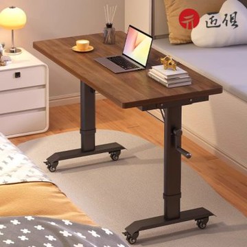 手搖升降床邊桌 附帶鎖萬向輪120x40x72CM 手搖升降桌 床邊寫字桌 電腦桌 可移動書桌