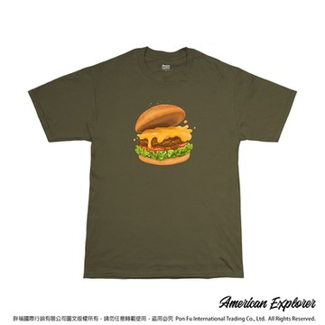 American Explorer 美國探險家 印花T恤(客製商品無法退換) 圓領 美國棉 T-Shirt 獨家設計款 棉質 短袖 -漢堡