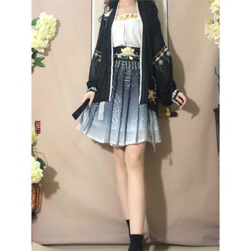 錦繡辭原創漢服女【蓮焰】齊腰襦裙中國風短裙全套日常漢元素夏裝