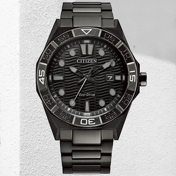 CITIZEN星辰 GENTS系列 光動能 時尚海浪紋腕錶 42mm/AW1855-52E
