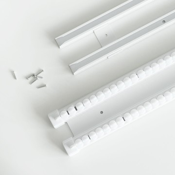 The One Home Deco 可調節長度靜音電鍍塗層雙層窗簾軌道  256~480cm  白色