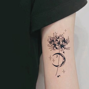 發3張【曼殊沙華柔月】半永久草本紋身貼甜酷仿真持久防水效果好