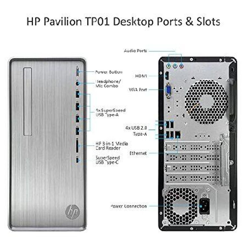 HP Pavilion TP01 Tower Desktop Computer - AMD Ryzen 5 5600G 6-Core