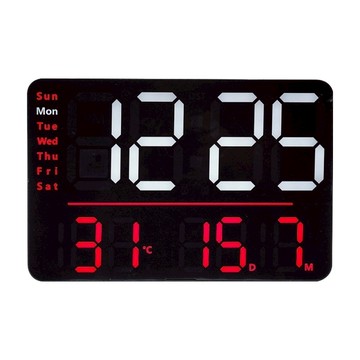 萬年曆LED電子掛鐘 正/倒計時功能 時間/日期/溫度/星期同屏顯示 雙色顯示 遙控操作 壁掛/桌立兩用  紅色