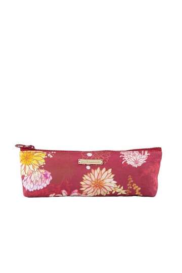 【城市印花-日本京都】禮物小筆袋 餐具袋 緋紅色