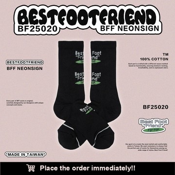 BEST FOOT FRIEND BF25020-BK NEONSIGN 霓虹燈牌 中筒襪 / 小腿襪 (黑色)