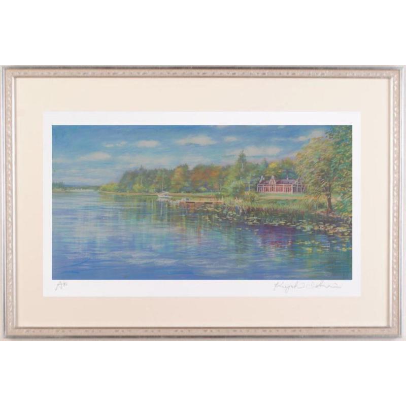【湖】風景画・絵画・原画・額縁無し 湖】風景画・絵画・原画・額縁無し