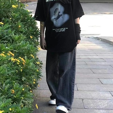 牛仔褲女夏季2022年新款高腰顯瘦寬松設計感小眾休閑直筒褲闊腿褲