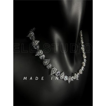 ELE餓了 荊棘幾何抽拉項鏈設計滿鉆男女同款爆閃鋯石高級感ins潮