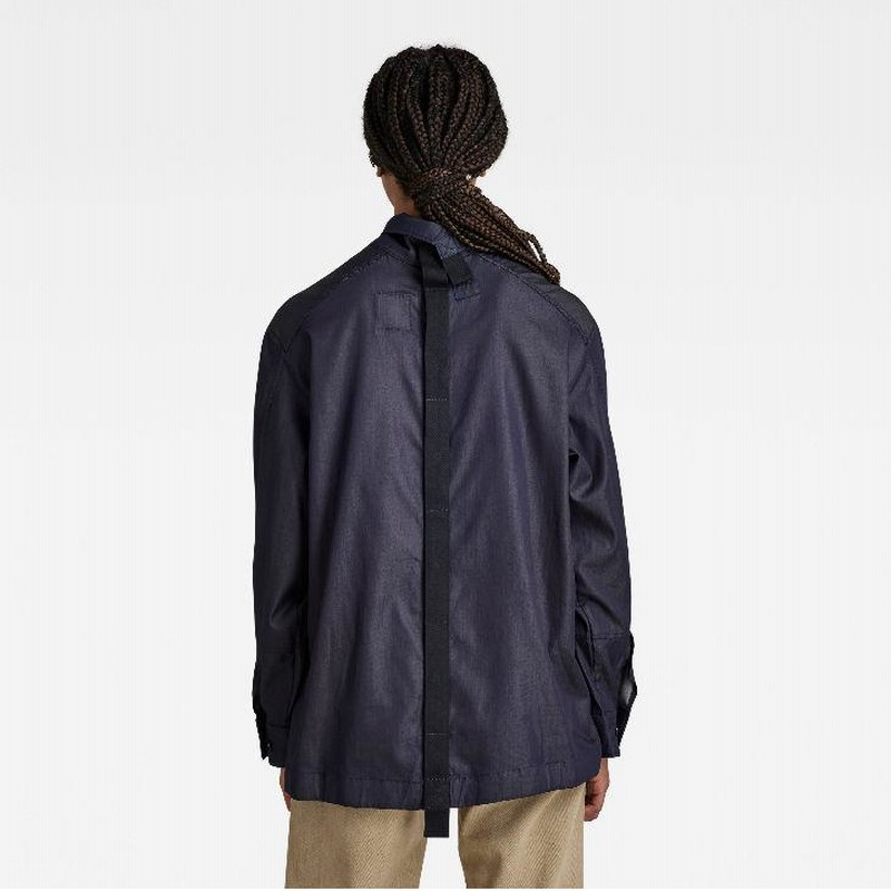 G-STAR RAW (ジースターロゥ) HOLIDAY BACK CLOSURE TOP (ホリデーバッククロージャートップ) サステナブル スモック デニムシャツ G-STAR RAW (ジースターロゥ) HOLIDAY BACK CLOSURE TOP