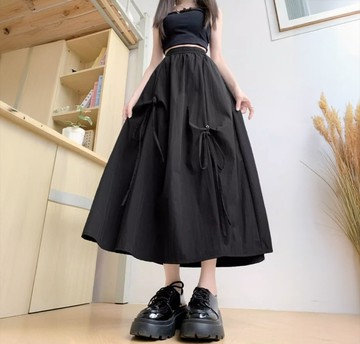 蝴蝶結綁帶工裝半身裙