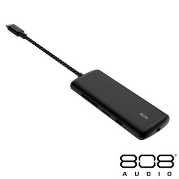 808 Uptown TypeC HUB 六合一轉接器 PD/3.5mm/USB*2/SD ACPHC7010300BK-GL
