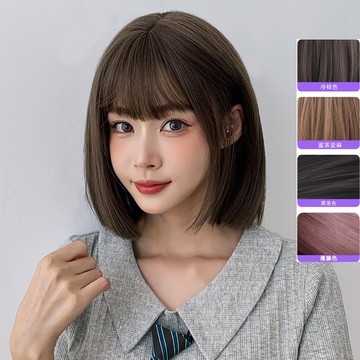 [台灣出貨附發票] 假髮 假髮女整頂 瀏海假髮 女生假髮 整頂假髮  鮑勃頭 假发 地雷系假髮 短髮假髮 黑色假髮wig