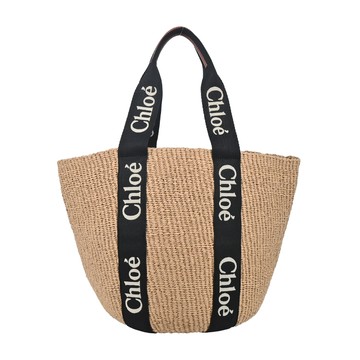 Chloe Woody Basket草編大號肩背包（黑色）_廠商直送