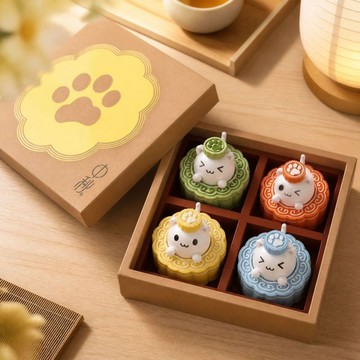 🚀台灣出貨🚀3D打印貓咪月餅玩具中秋節送禮禮品桌面擺件月餅貓咪鑰匙扣