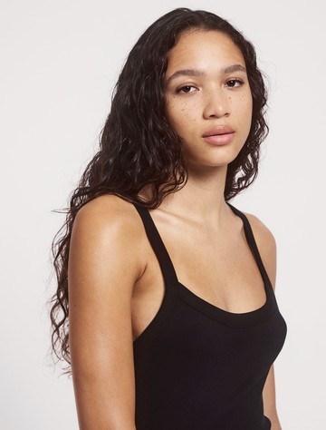 Classic Rib Cami Top in Black - Organic Cotton Ninety Percent