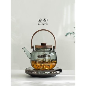 叁旬煮茶壺圍爐煮茶器玻璃耐高溫燒水泡茶壺家用小型電陶爐煮茶爐
