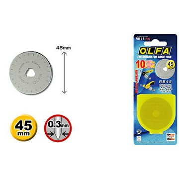 【文具通】OLFA 拼布刀片 RB45-10 45-C,拼布刀RTY-2/G,RTY-2/DX及RTY-2/NS用 10片入 B4010495【APP滿額下單4%點數(單一帳號最高1000點)】7/31止