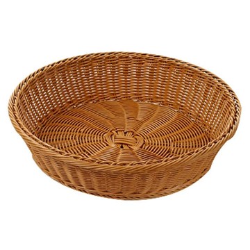 ANTS 多功能排水圓形仿藤編籃  1個  L(頂部直徑39.5 x 底部直徑32 x 高10cm)  棕色的