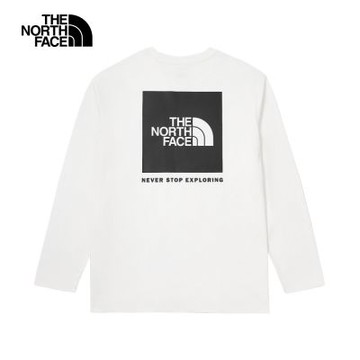 【The North Face 官方旗艦】北面男款白色大尺寸LOGO長袖上衣｜8AT8FN4
