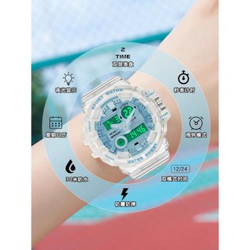 獨角獸手表男款學生初中生高中生多功能電子表透明戶外運動防水潮