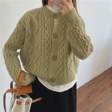 麻花外搭開衫厚外套