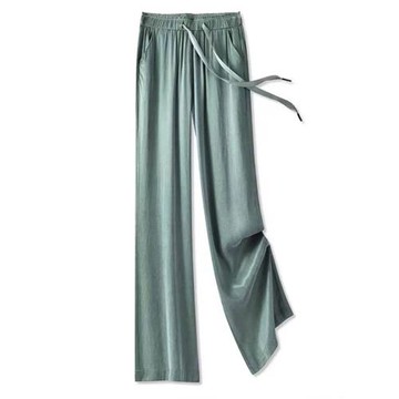 銅氨絲闊腿褲女垂感夏季薄款2026年新款高腰女褲冰絲休閑直筒褲子