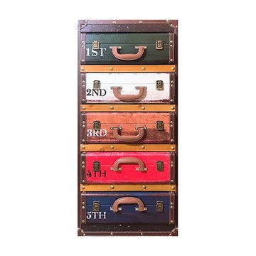 復古五層皮革抽屜櫃  42cm  棕色  5個