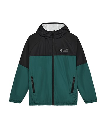 黑綠拼接長袖防風連帽外套122cm