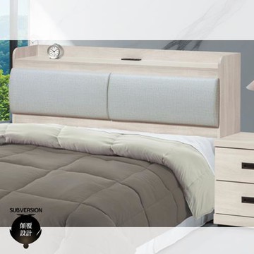【顛覆設計】維林白梧桐色貓抓皮靠枕插座床頭箱(雙大6尺)
