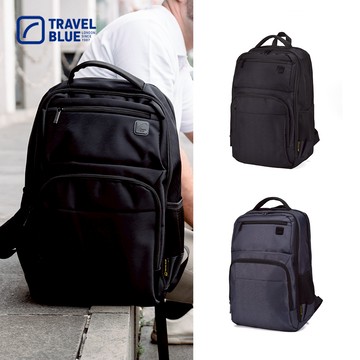 【Travel Blue 藍旅】魅力款 商務背包-黑/灰 後背包/筆電包/防水電腦包/雙肩包/商務背包 TB3020