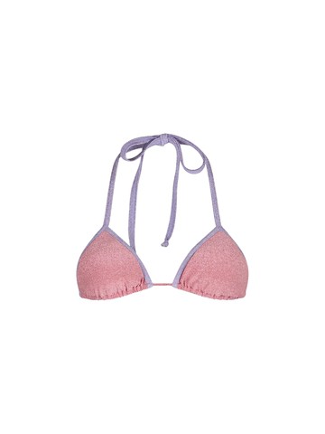 MC2 Saint Barth Woman Pink Lurex Triangle Top Swimsuit Leah With Piping