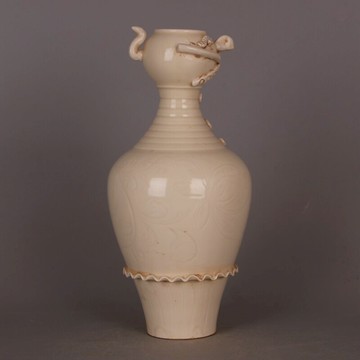 宋 定窯堆花鑲鼓釘白釉大肚瓶 仿出土舊貨古玩古董瓷器古典裝飾品