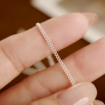 [全純銀.項鍊] 寬1.5MM百搭側身鍊(亮銀色)【UME】打底鍊 基本款項鍊 搭配吊墜 疊戴 S925純銀短項鍊