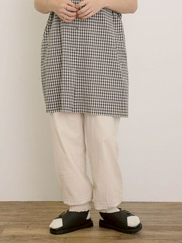 棉麻質感蕾絲邊褲管縮口休閒長褲(0F001028010) - Samansa Mos2