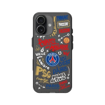 iPhone 17 Clear (相機按鈕) 酷墨灰 - PSG - Paris Saint-Germain - 塗鴉風