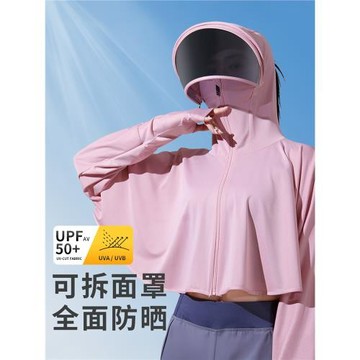 2026夏季新款防紫外線防曬衣女冰絲斗篷披肩帽子面罩一體騎車短款