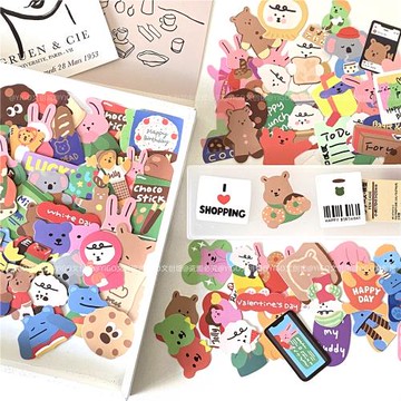 100張韓系dailylike貼紙水杯手機殼行李箱ipad無邊裝飾防水貼畫
