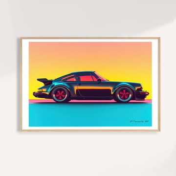 霓光曲線 Neon Velocity / 經典跑車藝術掛畫 畫芯 海報