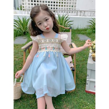 女童夏裝連衣裙小女孩洋氣公主裙2025新款夏季兒童裙子寶寶吊帶裙