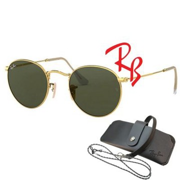【RayBan 雷朋】復古圓框太陽眼鏡 RB3447 001 50mm適合小臉 金框墨綠鏡片 公司貨(贈RAYBAN眼鏡掛袋)