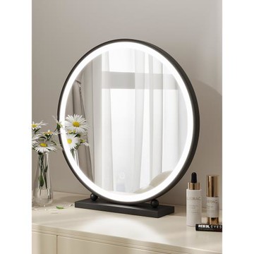 輕奢臺式LED帶燈化妝鏡智能梳妝鏡臥室桌面發光美妝鏡梳妝臺鏡子