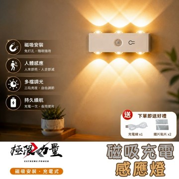 台灣現貨 人來即亮感應燈 免打孔磁吸壁燈 感應式LED小夜燈 玄關走廊自動感應燈 三色光 RGB七彩感應燈 磁吸充電感應