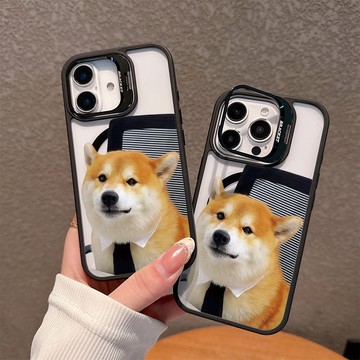 西裝領帶上班小狗iPhone17ProMax 16Pro 15Plus 14 13磁吸手機殼隱形鏡頭支架防摔硬殼附鏡頭貼