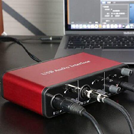 USB Audio Interface with XLR cable，Audio Interface with Mic Preamplifier Audio mixer recorder with 48V Phantom Power, 24 Bit, Support Computer and Eq