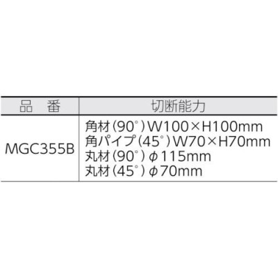 サンコーミタチ ミタチ 高速切断機 ＭＧＣ３５５Ｂ MGC355B 【491-6875