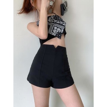 短褲女2024夏季新款小個子打底外穿高腰顯瘦a字褲休閑設計感熱褲