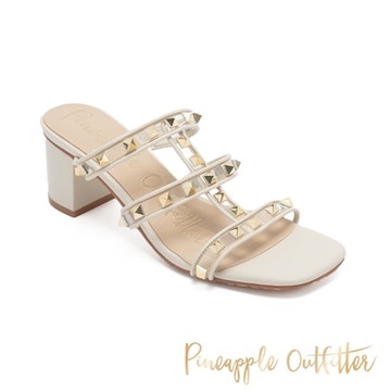 Pineapple Outfitter-RHORY 鏤空個性鉚釘涼跟鞋-白色