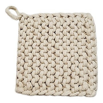 奶油系鉤織方形杯墊 12 x 12cm 米白色 棉線杯墊  1個