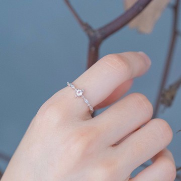 白水晶925純銀典雅宮廷風格戒指 可調式戒指